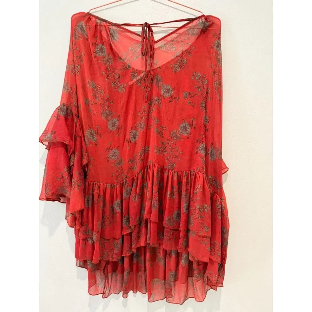 Free People Sunsetter Floral Ruffle Mini Dress